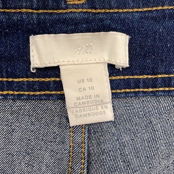 NWOT H&M Wide Leg Denim Jeans Women’s 10 Cropped Short Stretch Trendy - Picture 7 of 11